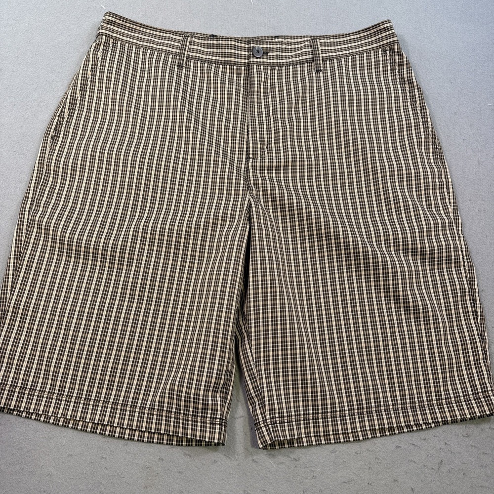 Adidas GOLF SHORTS Mens 36 Black Brown CHECK Chino Light Weight